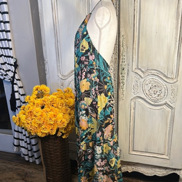ZARA Floral Halter Maxi Dress Deep Cut Halter Back Made in Spain - Picture 5 of 8